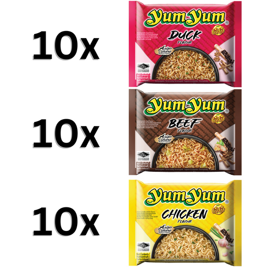 Yum Yum Instand Nudeln Set - 10xEnte, 10xRind, 10xHuhn